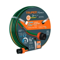 MANGUERA 1/2” REFORZADA 3 CAPAS 10M CONEXIONES PLÁSTICAS #16050 – TRUPER