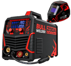 MAQUINA DE SOLDAR INVERTER 4 EN 1 (MIG-MMA-TIG LIFT) SPOOL GUN – 200AMP + CARETA #BW-MSET-200 – BULL WELDER