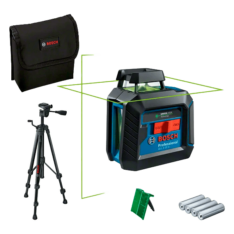 NIVEL LASER DE LINEA VERDE HORIZONTAL 360º (#GLL 2-20G) + TRIPODE 55-157CM (#BT150) – BOSCH
