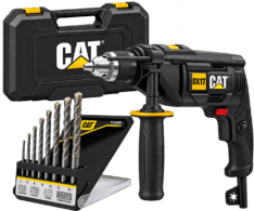 TALADRO PERCUTOR 1/2″ 750W/13MM CON MALETIN + JUEGO DE BROCA 8PZAS ( CTPDX17 ) – CAT