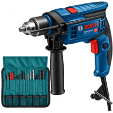 TALADRO PERCUTOR 13MM 650W C/CAJA + KIT 23 ACC. – (#GSB13 RE) BOSCH
