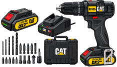 TALADRO PERCUTOR ATORNILLADOR 18V 13MM + 1 BATERIA DE 2.0AH + ACCESORIOS ( DX155.2 ) – CAT