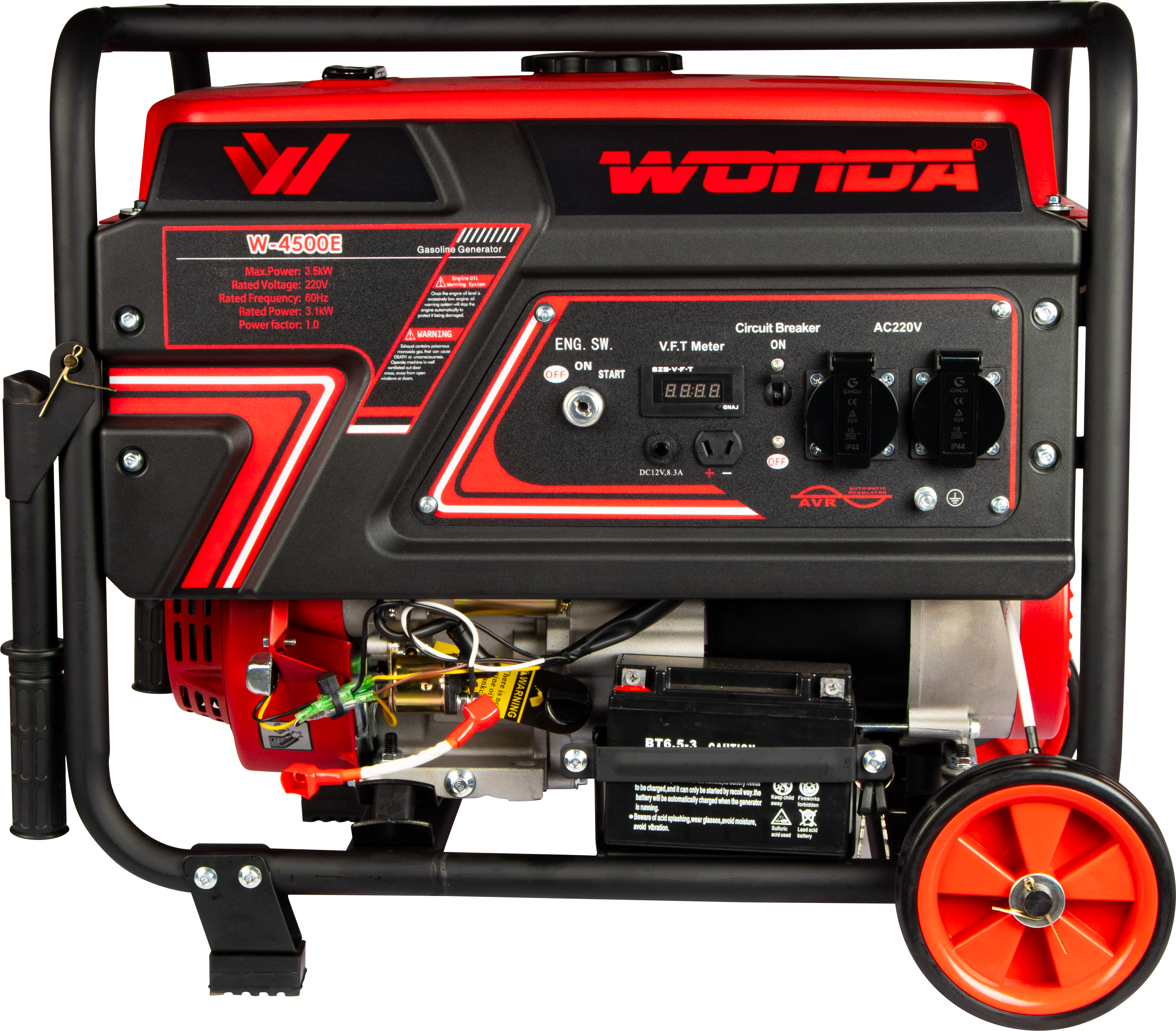 GENERADOR GASOLINERO CON ARRANQUE ELECTRICO/ PANEL DIGITAL W-4500E (3500W) 220V 60HZ – WONDA