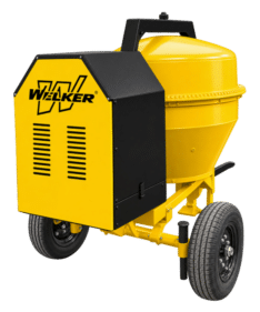 MEZCLADORA TIPO TROMPO PESADA DE DOBLE PIÑON CON YUGO 4″X4″ DE 11P3 YELLOW/BLACK  + MOTOR 13HP HONDA – WELKER