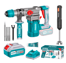 ROTOMARTILLO 20V 2.0 JOULES + 2BAT 4.0Ah +CARGADOR + LICUADORA (#TOSLI231001) – TOTAL
