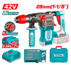 ROTOMARTILLO INDUSTRIAL 40V 28MM + 2BAT 2.5Ah + CARGADOR + MALETA (#TRHLI422882) – TOTAL