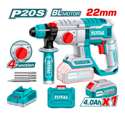 ROTOMARTILLO PLUS 20V +1BATER 4.0Ah + CARGADOR + MALETA (#TRHLI202081) – TOTAL
