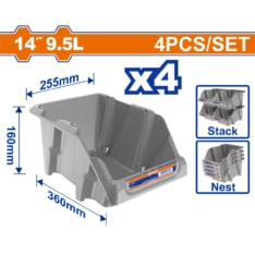JUEGO X4PCS DE CONTENEDORES DE ALMACENAMIENTO 14″ – WADFOW